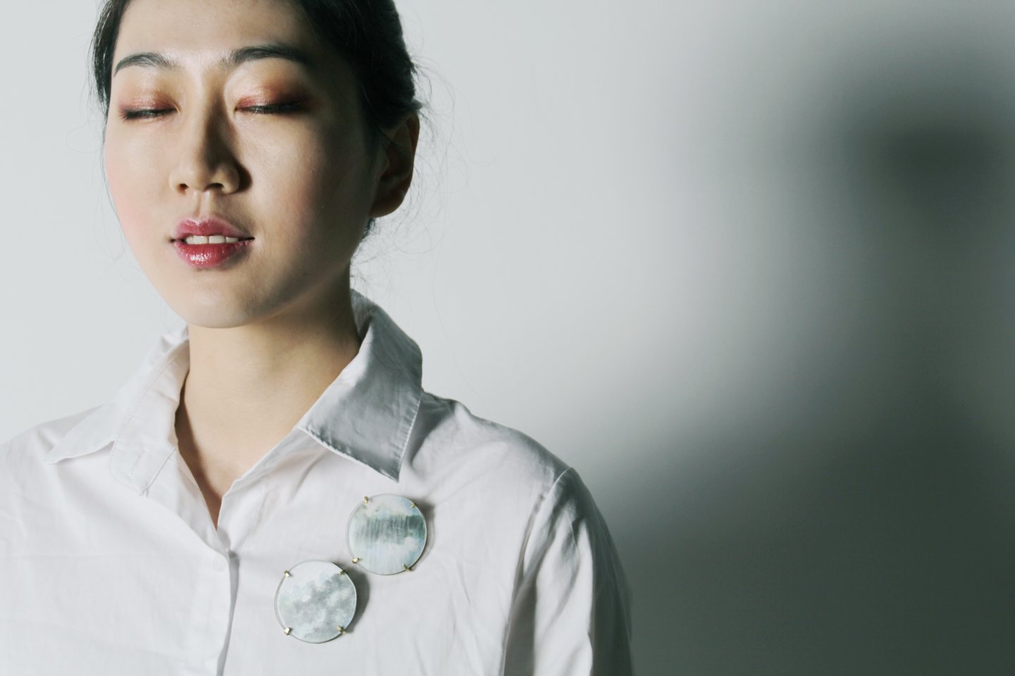 Rain Brooches Brass, Acrylic, Enamel 4.6cmx0.7cm 2018